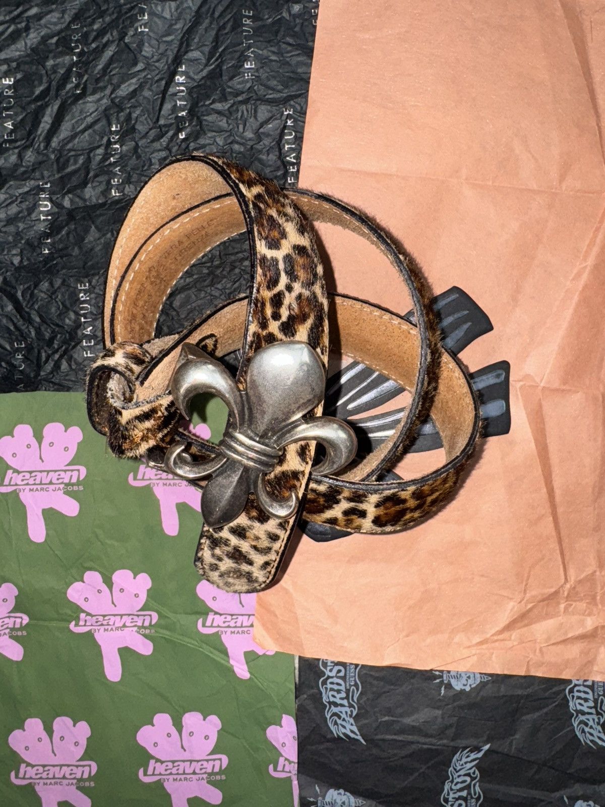 Italian Cheetah fur belt (real leather)