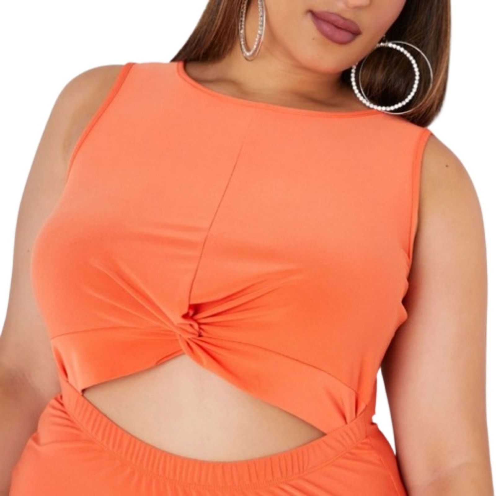 Other MANDARIN ORANGE ☆ TWIST FRONT ☆ MIDI DRESS 4x ☆ NWT Size 4XL / US 24-26 - 4 Thumbnail