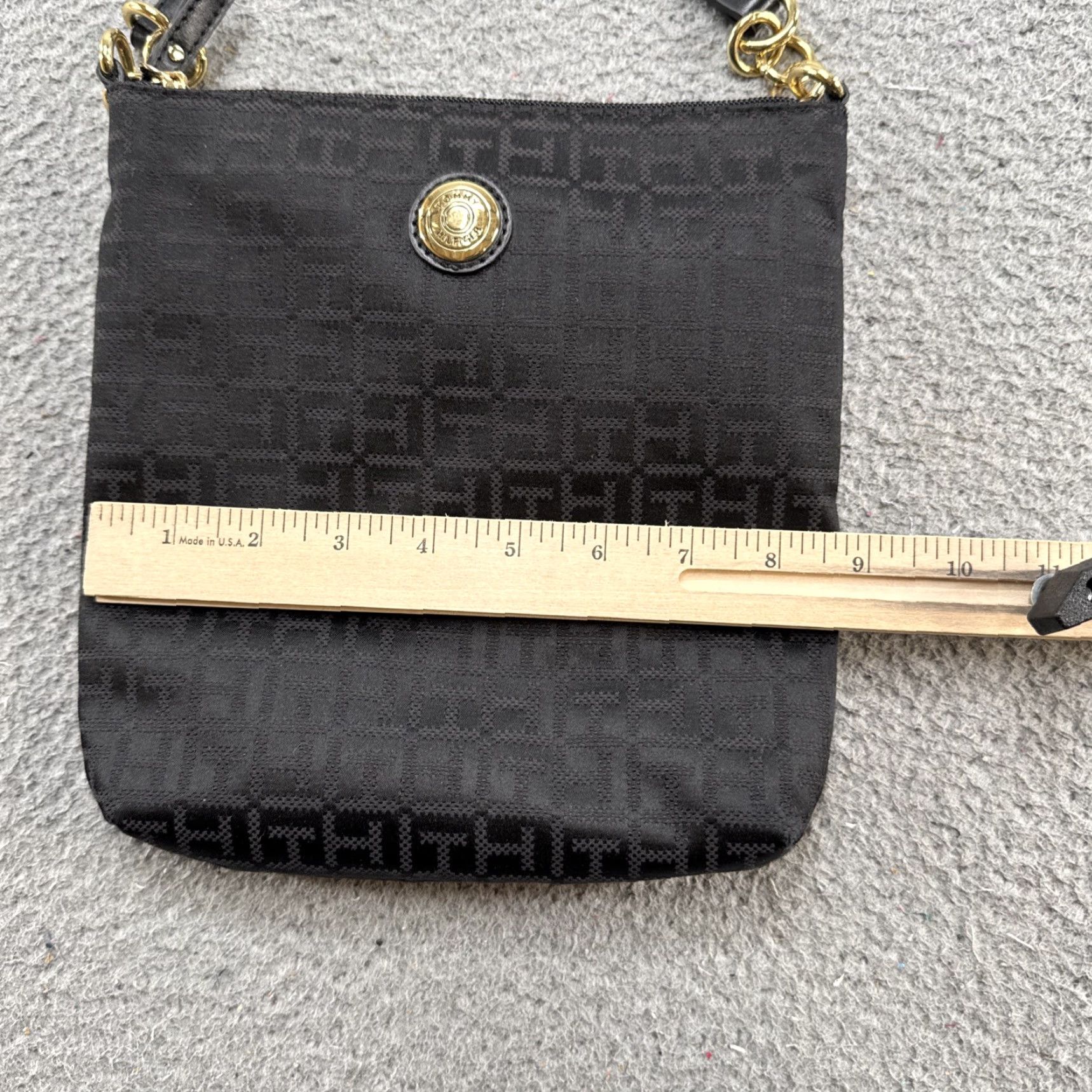 Tommy Hilfiger Tommy Hilfiger Crossbody Bag Black Jacquard Logo Print Adjustable Strap Zip Up Womens Size ONE SIZE - 6 Thumbnail