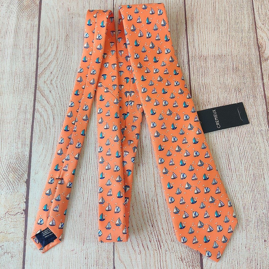 Daniel Cremieux Daniel Cremieux 100% silk orange sailboat tie NWT Size ONE SIZE - 3 Thumbnail