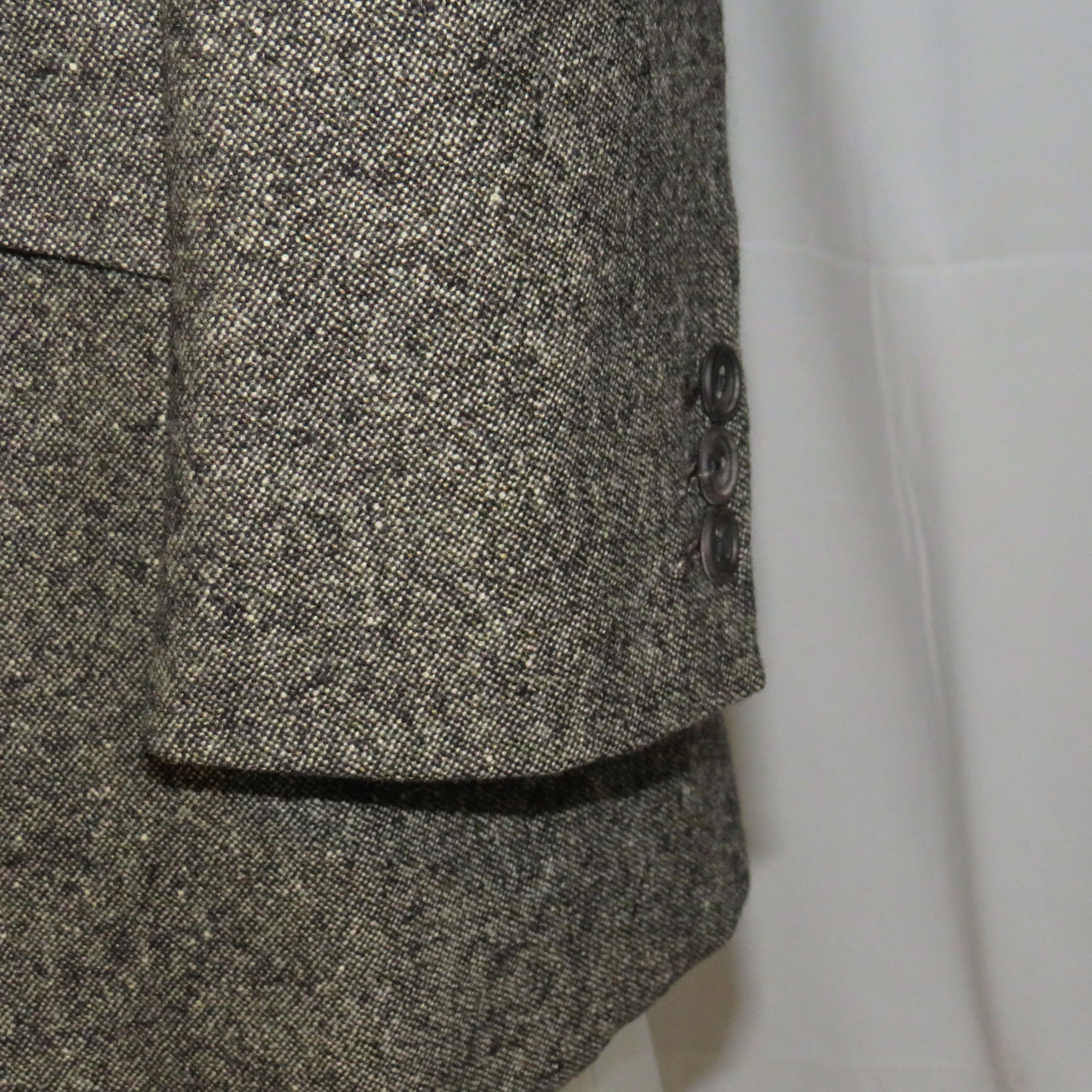 Henry Poole × Savile Row Bespoke Gray Donegal Tweed Two Button Sport Coat 46R Size 46R - 10 Thumbnail
