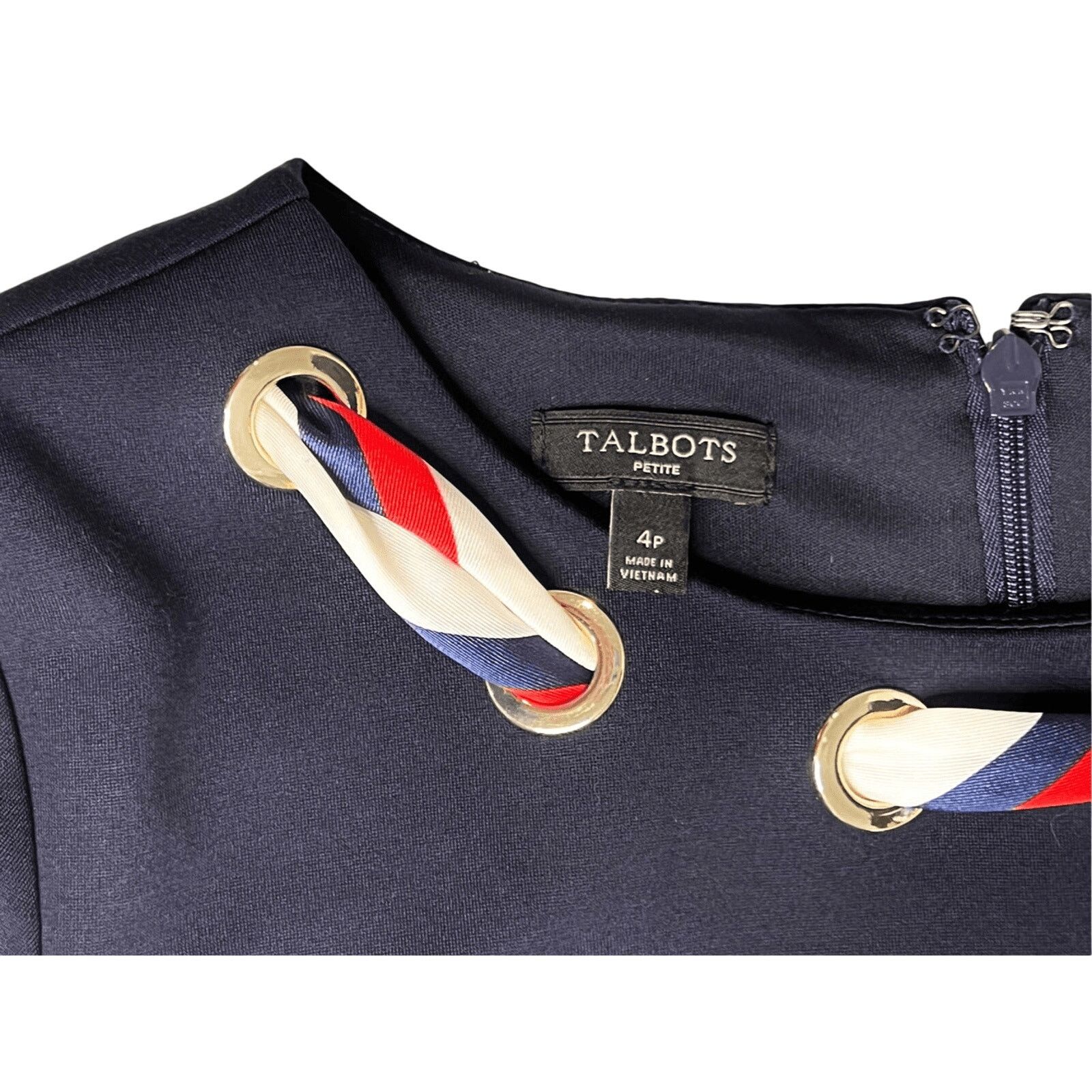 Other Talbots Petite 50s Scarf Dress Blue Ponte Fit & Flare 4P Size S / US 4 / IT 40 - 5 Thumbnail