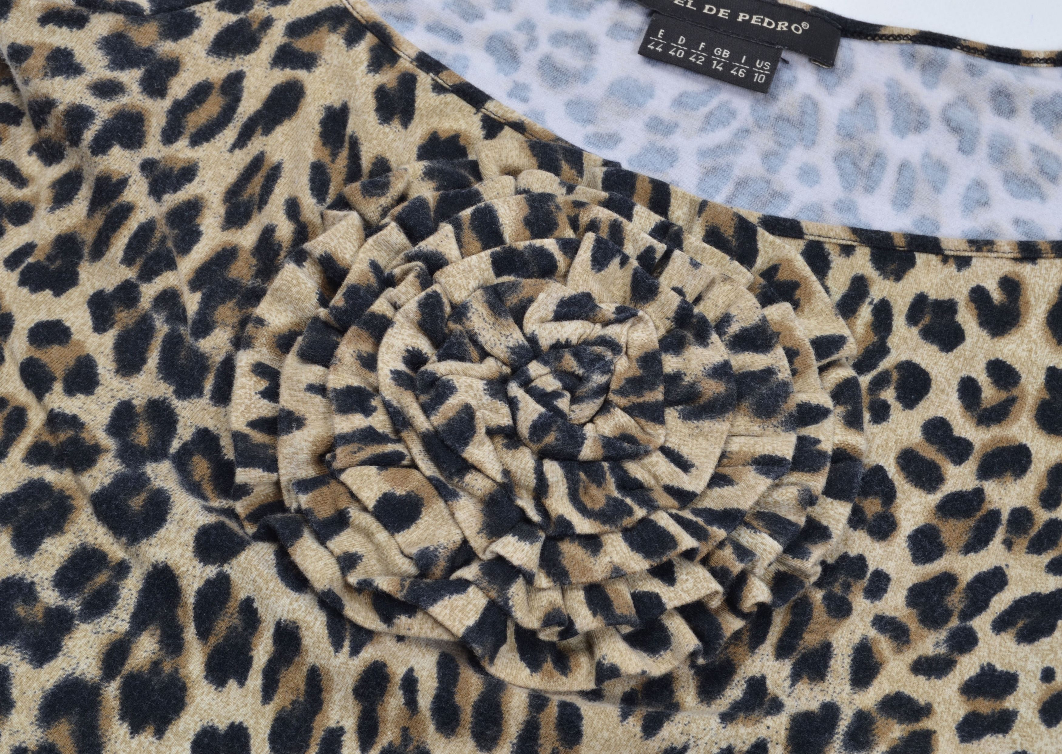 Vintage Vintage Isabel De Pedro Y2K Mob Wife Leopard Ruffle Top Size L / US 10 / IT 46 - 3 Thumbnail