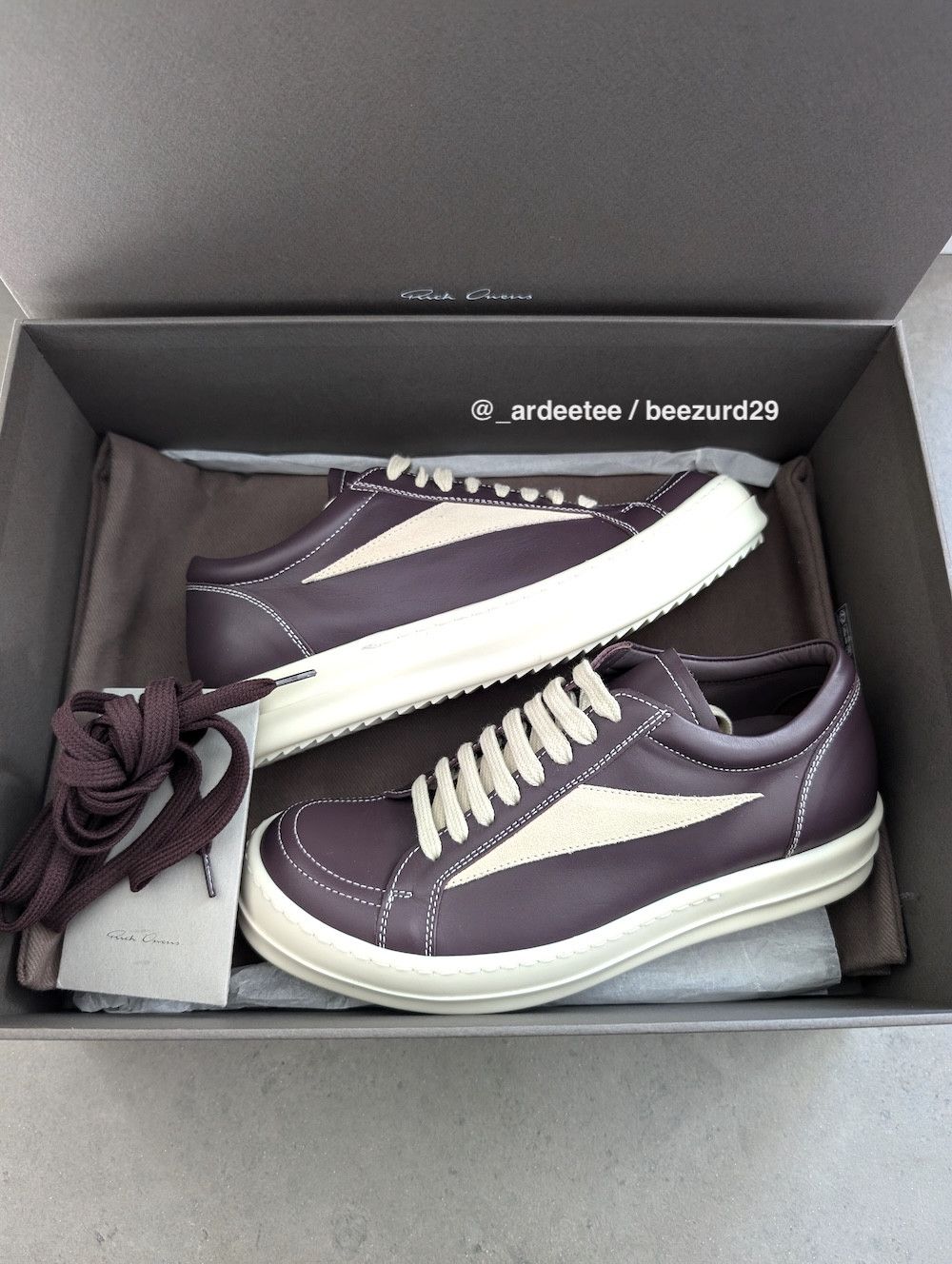 Rick Owens *NEW* AMETHYST LEATHER VINTAGE SNEAKERS VANS LUXOR FW23 Size US 7 / IT 37 - 2 Thumbnail