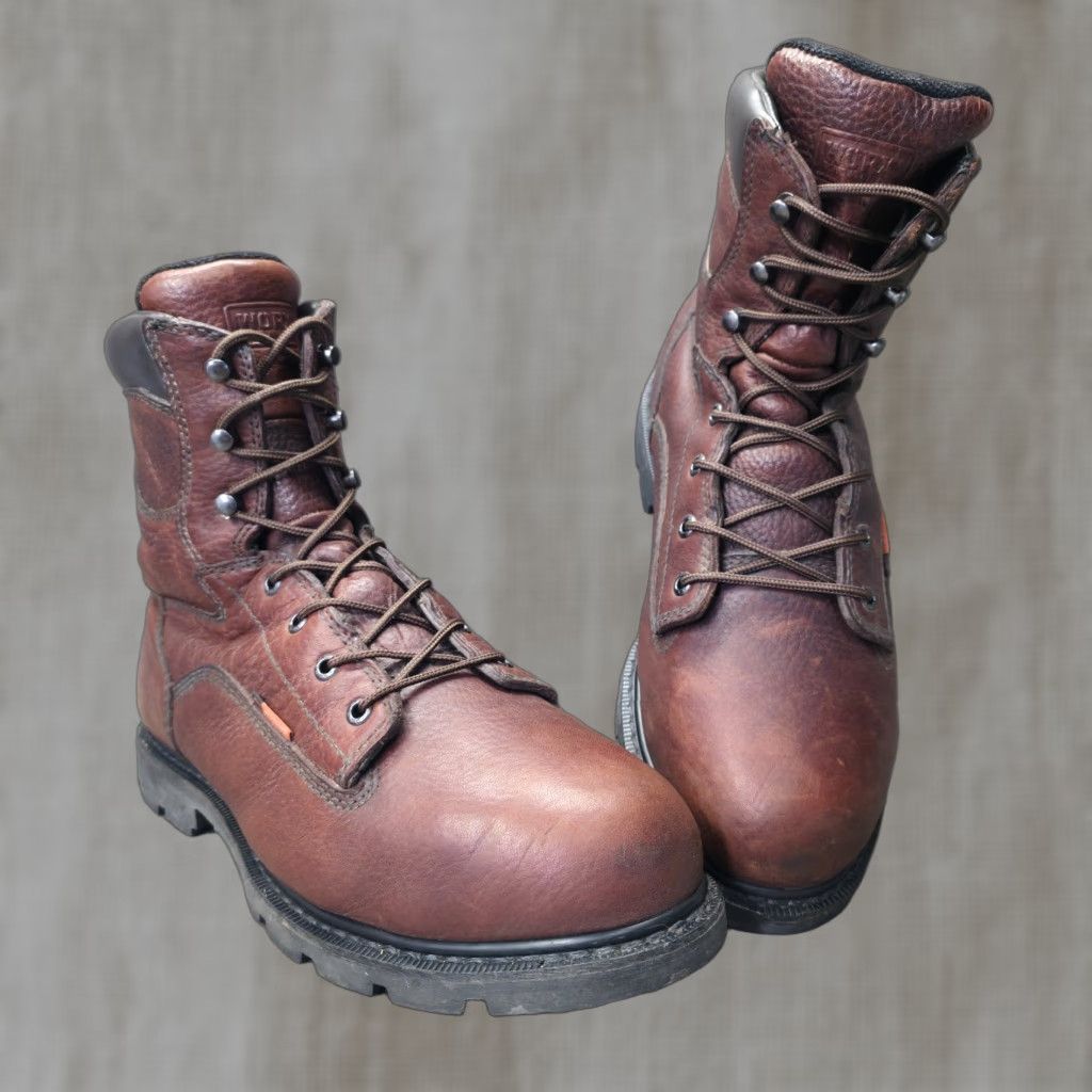 VINTAGE Red Wing Work Boots Mens 12M Brown Leather Steel Toe