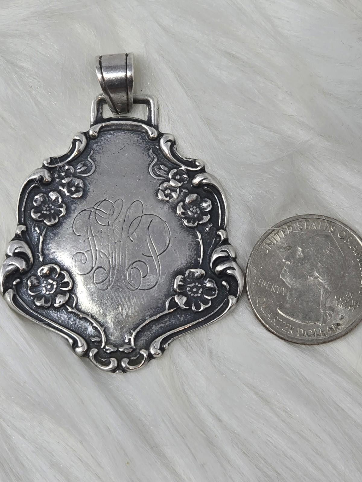 Free People Vintage Foree Sterling Silver Floral Pendant 925 Size ONE SIZE - 3 Thumbnail