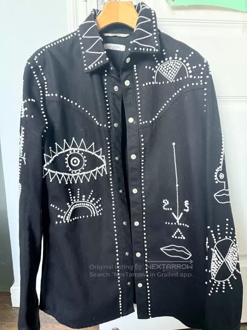 Valentino Valentino Black beaded embroidered shirt Size US M / EU 48-50 / 2 - 1 Thumbnail
