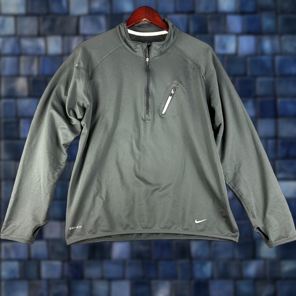 Nike Nike Dri Fit Pullover Top Mens L 1/4 Zip Fleece Lined Running Knit Solid Gray Size US L / EU 52-54 / 3 - 1 Thumbnail