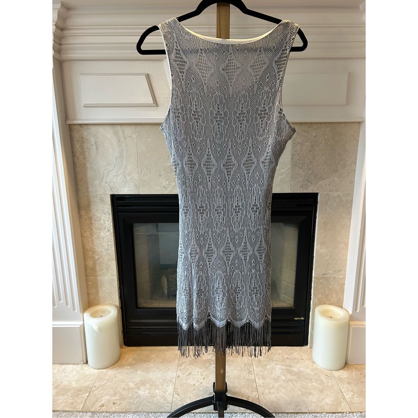 Other Venus Women’s Silver Lace Bodycon Flapper Short Dress With T Size S / US 4 / IT 40 - 4 Thumbnail