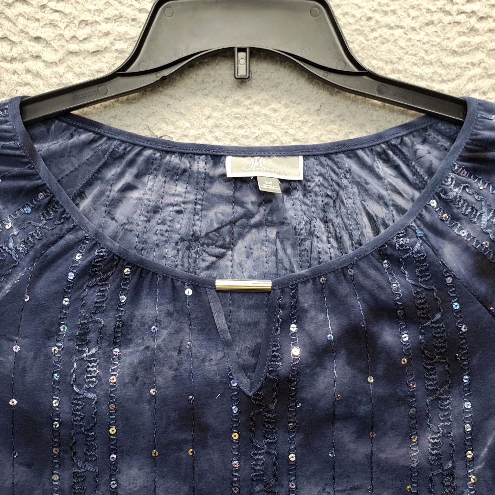 JM Collection JM Collection Tunic Top Women's M Sequin Keyhole Round Neck Balloon Sleeve Multicolor (Store Brand) Shirt Size M / US 6-8 / IT 42-44 - 6 Thumbnail