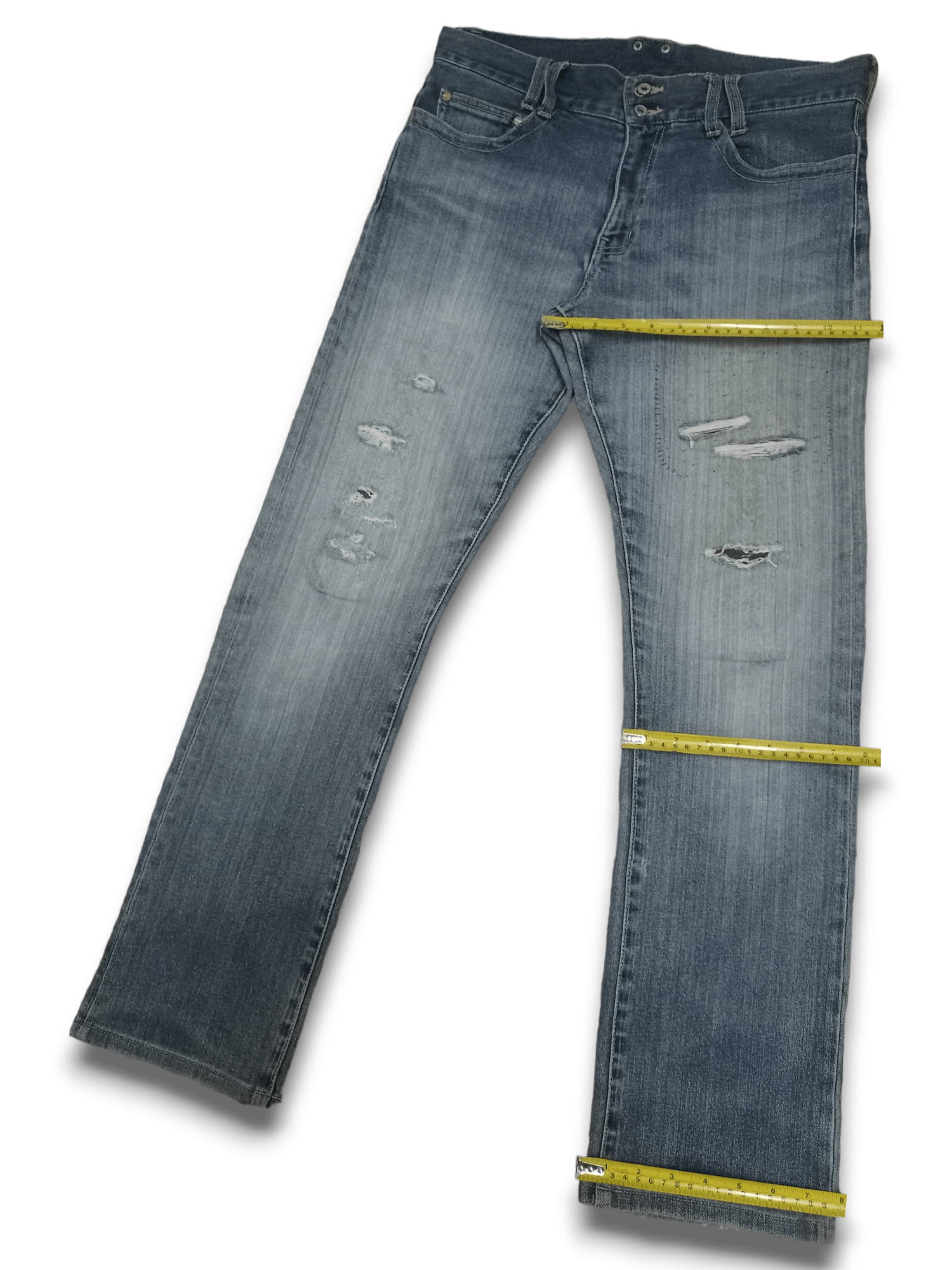 Japanese Brand Vintage Japanese Brand Blue Wash Distressed Loose Jeans Size US 33 - 10 Thumbnail