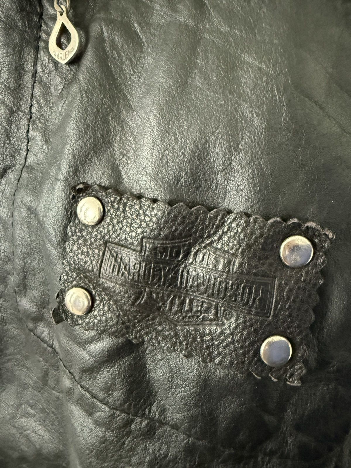 Harley Davidson Vintage leather☠️ PUNK 80's HARLEY DAVIDSON Biker VEST Size US L / EU 52-54 / 3 - 7 Thumbnail