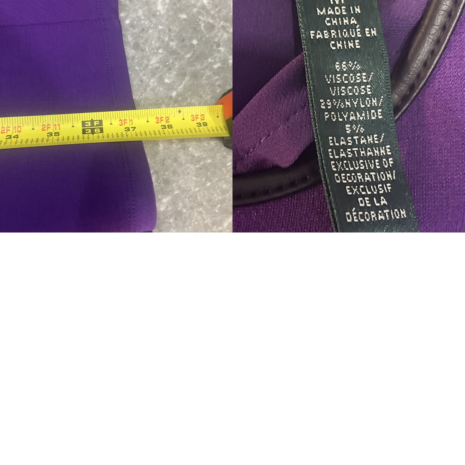 Ralph Lauren Ralph Lauren Dress A-Line Sleeveless Plum Black Faux Leather Trim Ponte Above Knee Size M Women Size M / US 6-8 / IT 42-44 - 8 Thumbnail