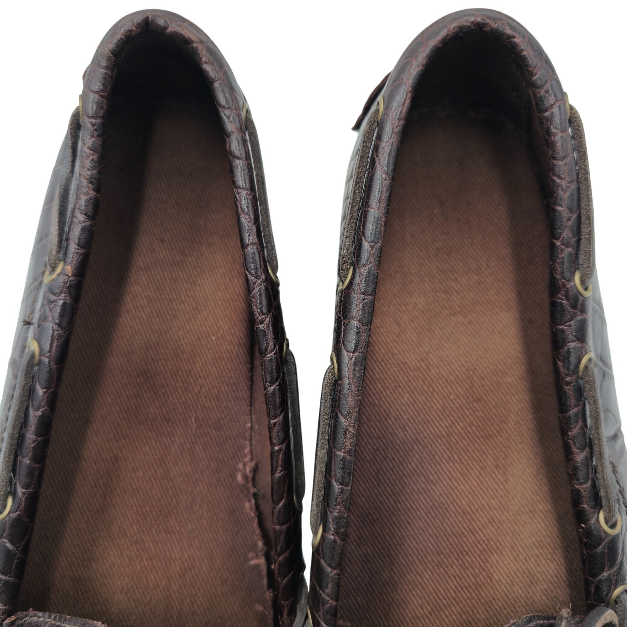 Cole Haan Cole Haan Men's 12D Brown Crocodile Embossed Leather Dress Size US 12 / EU 45 - 8 Thumbnail