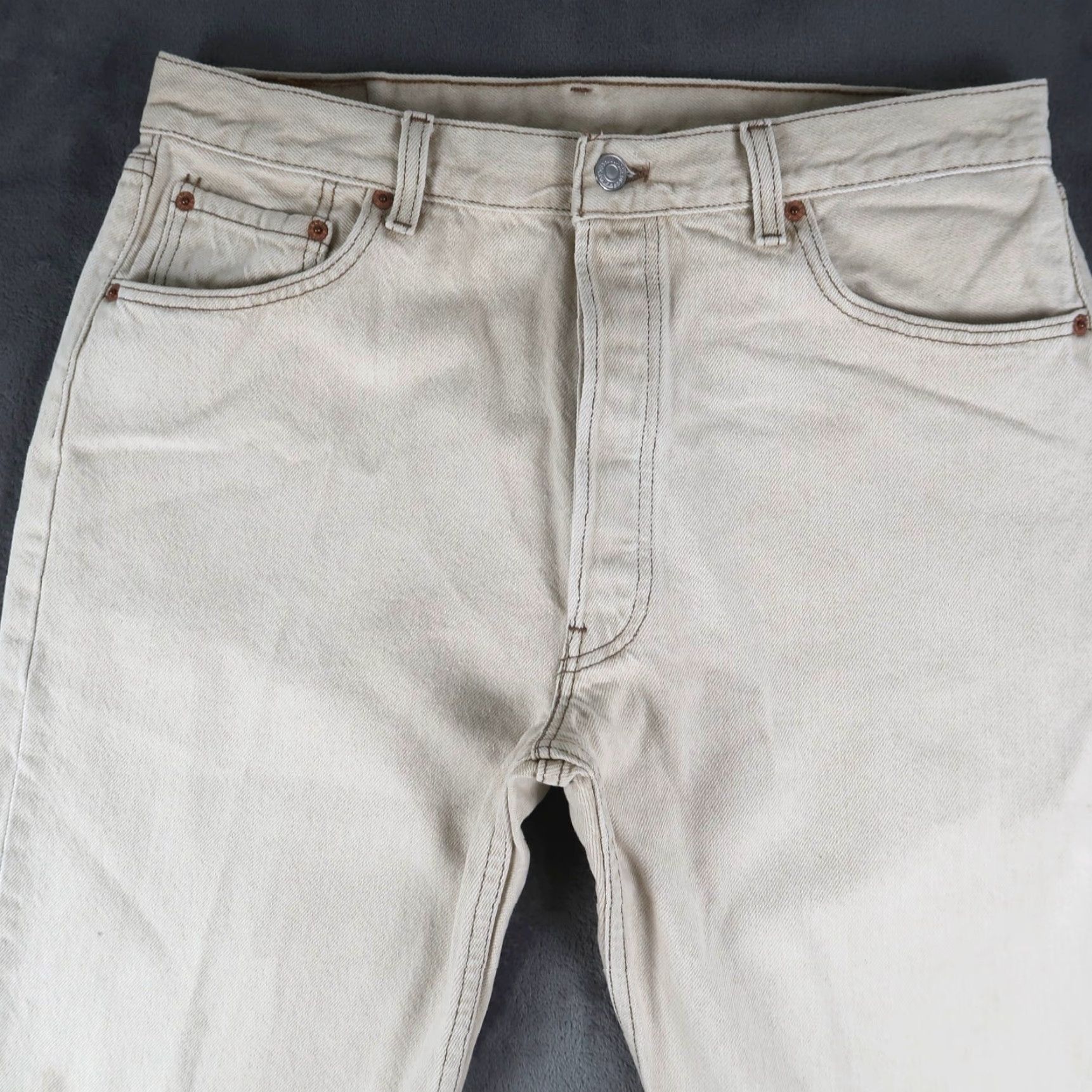 Levi's VINTAGE Levi's 501 Jeans Straight Denim Beige Mens Size 36x32 Regular waist Inseam 36x32 501 Series 90s USA Jeans Mens Size US 36 / EU 52 - 3 Thumbnail