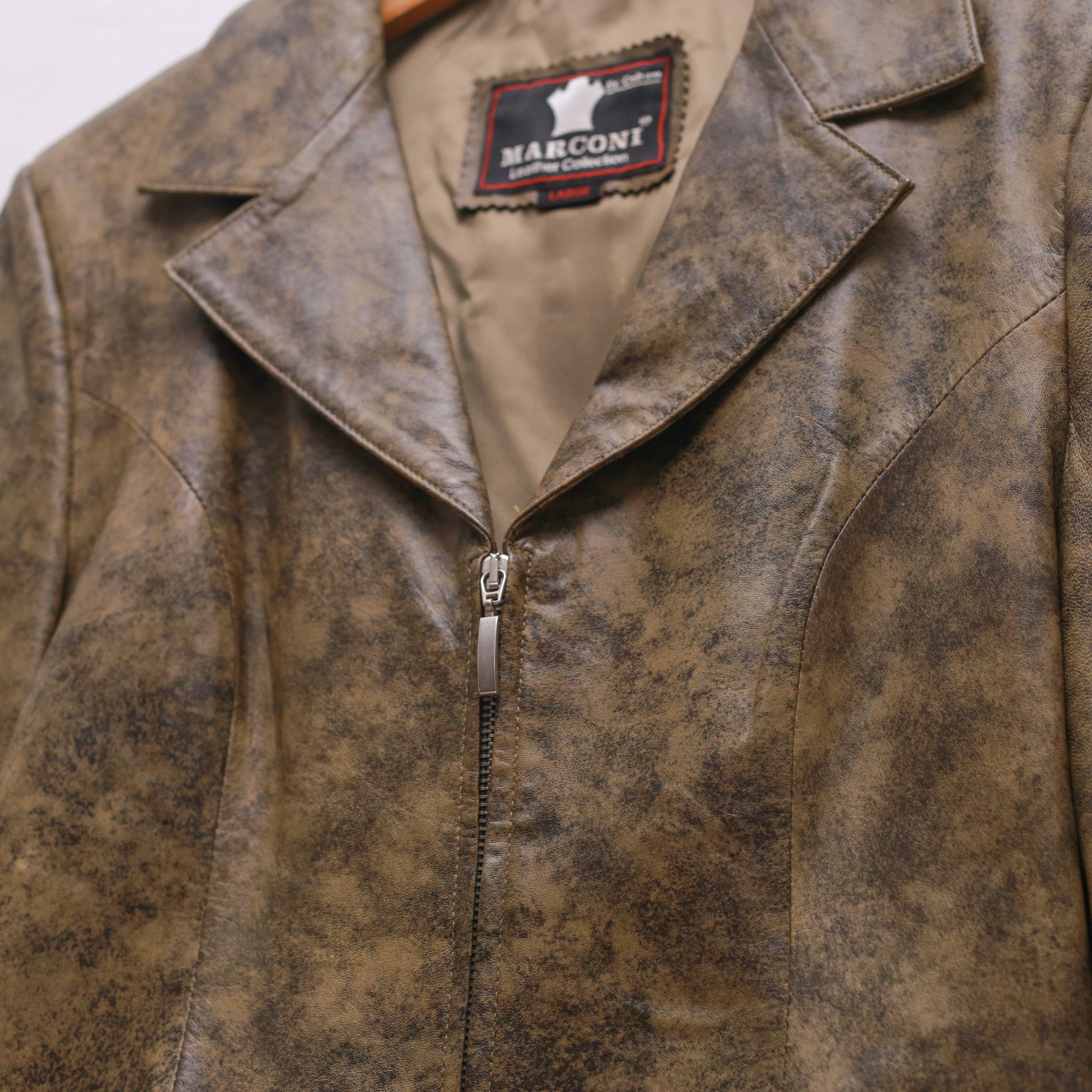 Other Marconi Genuine Leather Metallic Bronze Blazer Biker Jacket Size L / US 10 / IT 46 - 2 Thumbnail