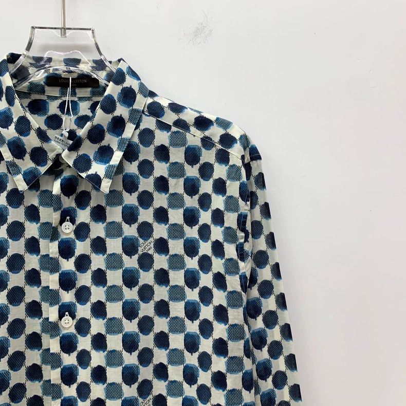 Louis Vuitton Louis Vuitton Blue polka-dot cotton long-sleeve shirt with Size US L / EU 52-54 / 3 - 3 Thumbnail