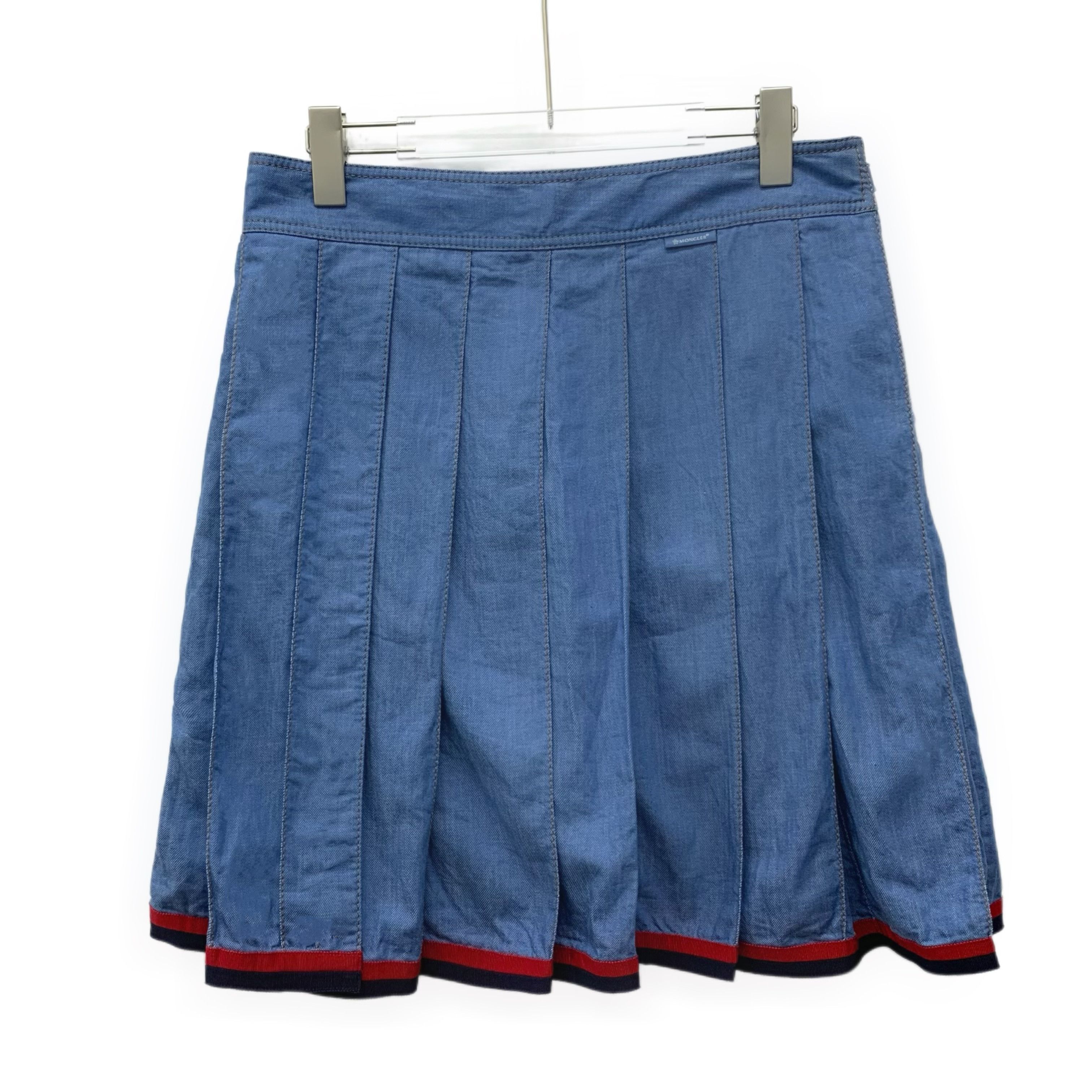 Moncler Moncler Dark Blue Striped Pleated Mini Skirt (Size L) Size 30" / US 8 / IT 44 - 1 Thumbnail