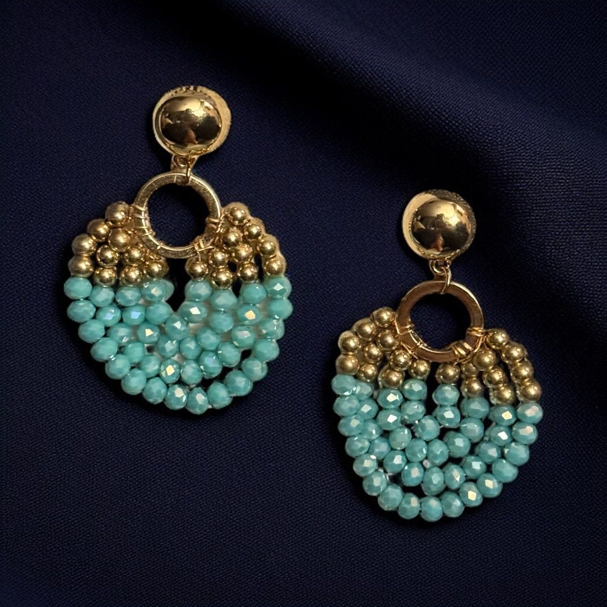 Other Gold and turquoise beaded post earrings Size ONE SIZE - 2 Thumbnail