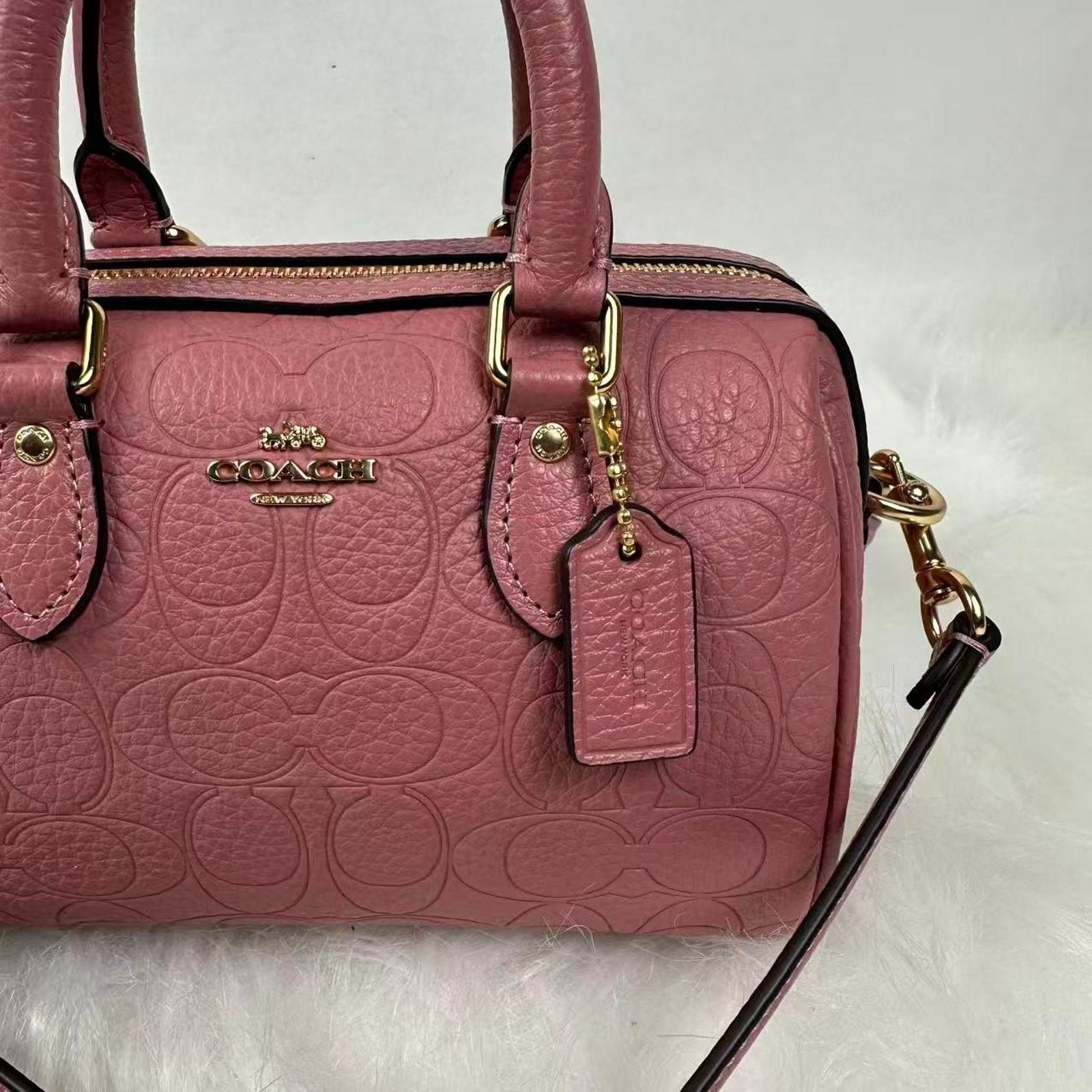Coach Coach Mini Rowan Crossbody Sig Leather Pebbled Leather/Peony Size ONE SIZE - 4 Thumbnail