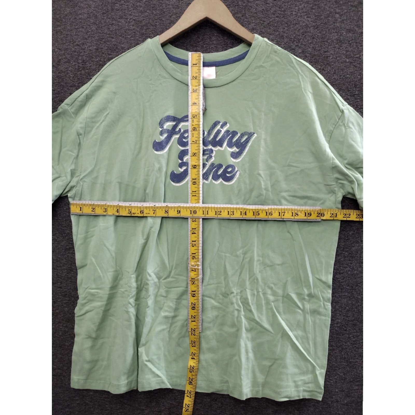 Vintage Secret Treasures Women's T-Shirt Feeling Fine Green M 8-10 Cotton Blend Short Sleeve Crew Neck Basic Casual All Seasons Womens Size M / US 6-8 / IT 42-44 - 4 Thumbnail