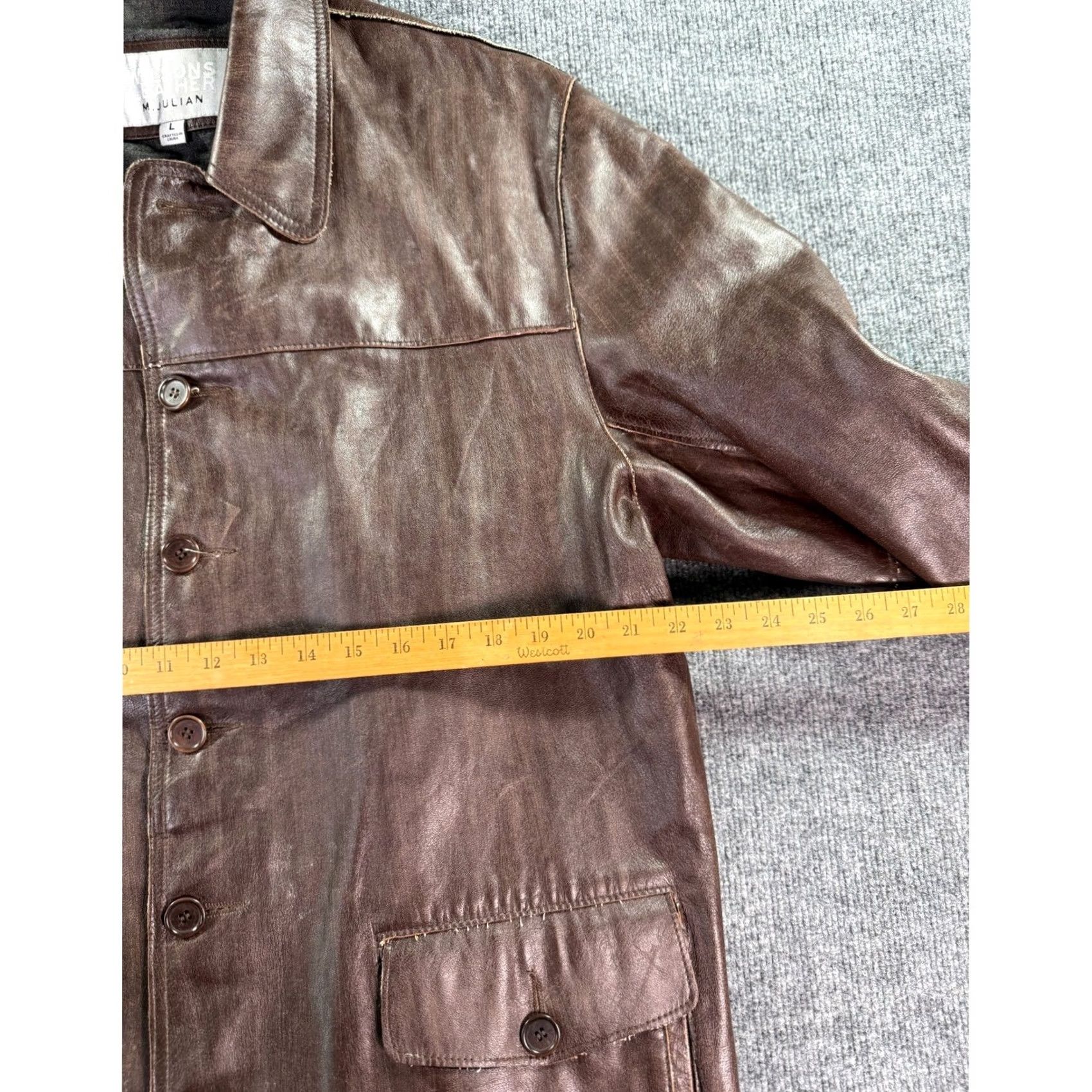 Vintage VTG Wilsons Leather M. Julian Jacket Mens Large Brown Leather Button Car Coat Size US L / EU 52-54 / 3 - 7 Thumbnail