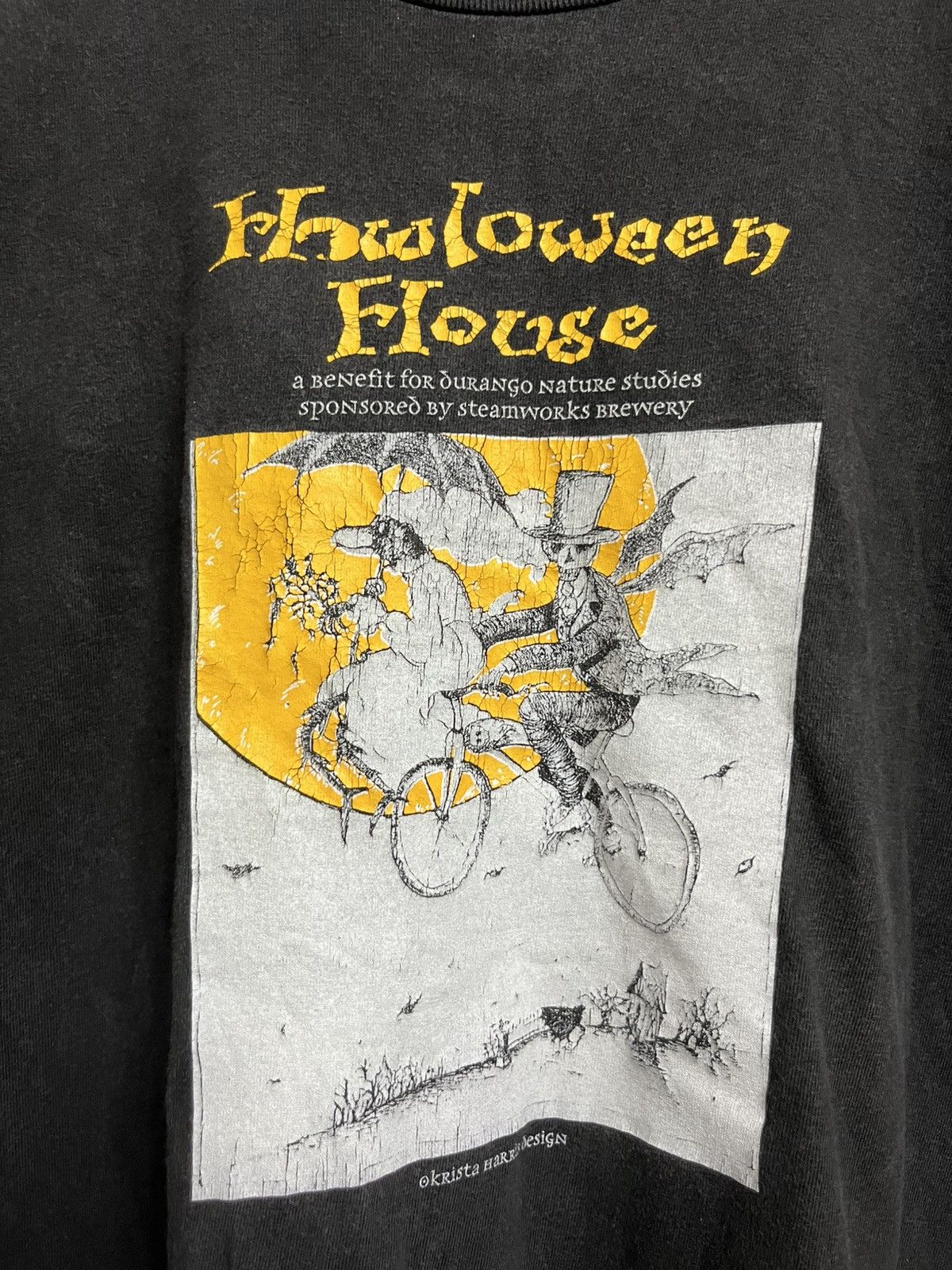 Vintage 💥Sunfaded Howloween House Krista Harris Design Horror Tee Size US L / EU 52-54 / 3 - 1 Thumbnail