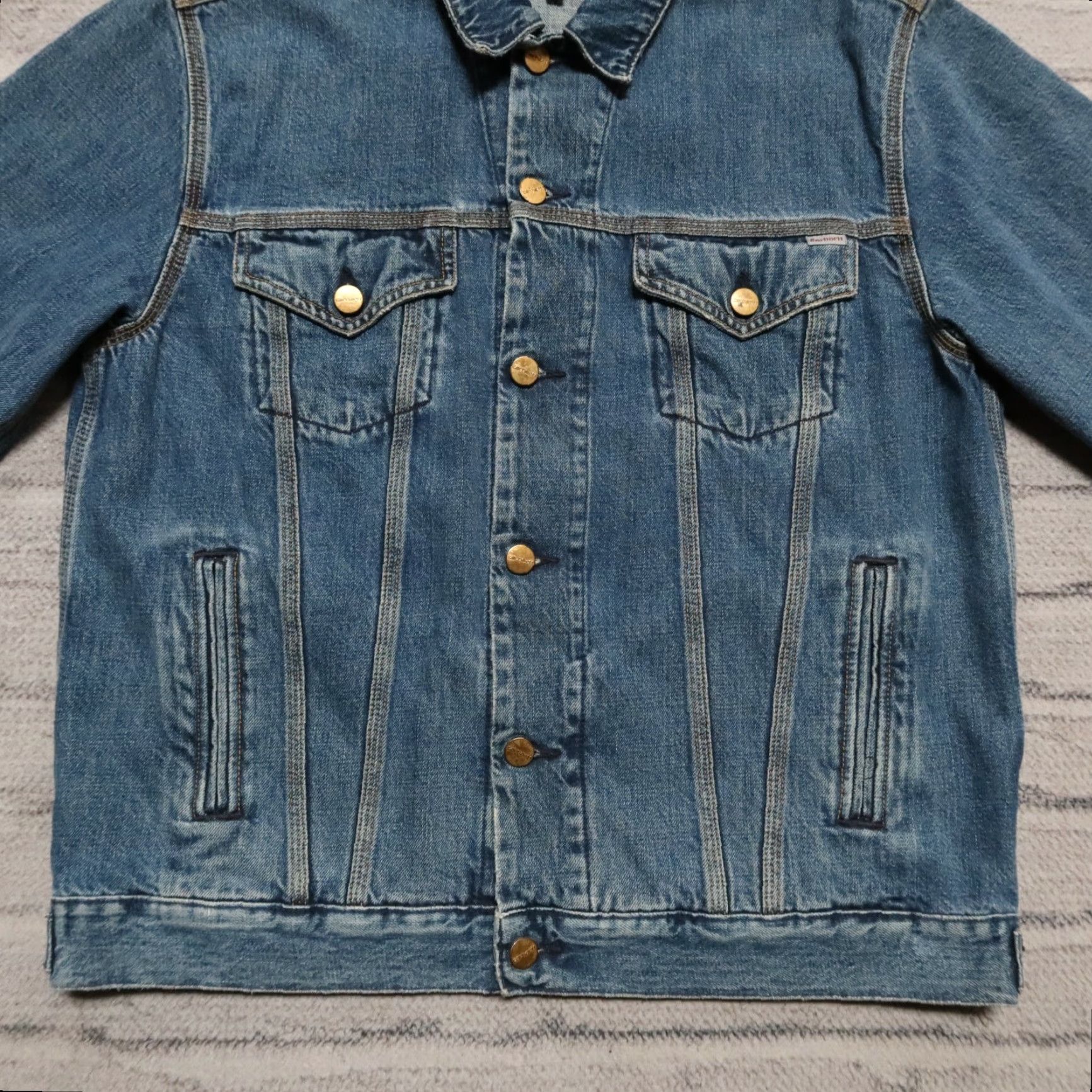Carhartt Carhartt Work In Progress Western Denim Trucker Jean Jacket Shirt Mens Medium Wash Size US 31 - 3 Thumbnail