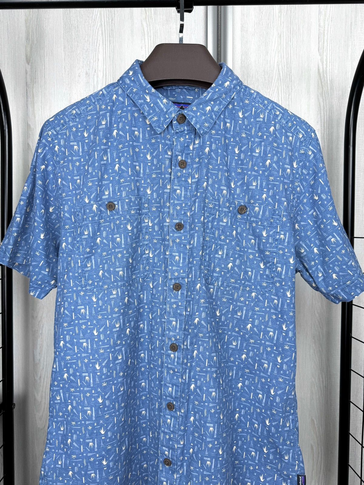 Patagonia Patagonia Back Step Blue Shirt Mens Swamp Stamp Hemp Cotton Size US M / EU 48-50 / 2 - 3 Thumbnail