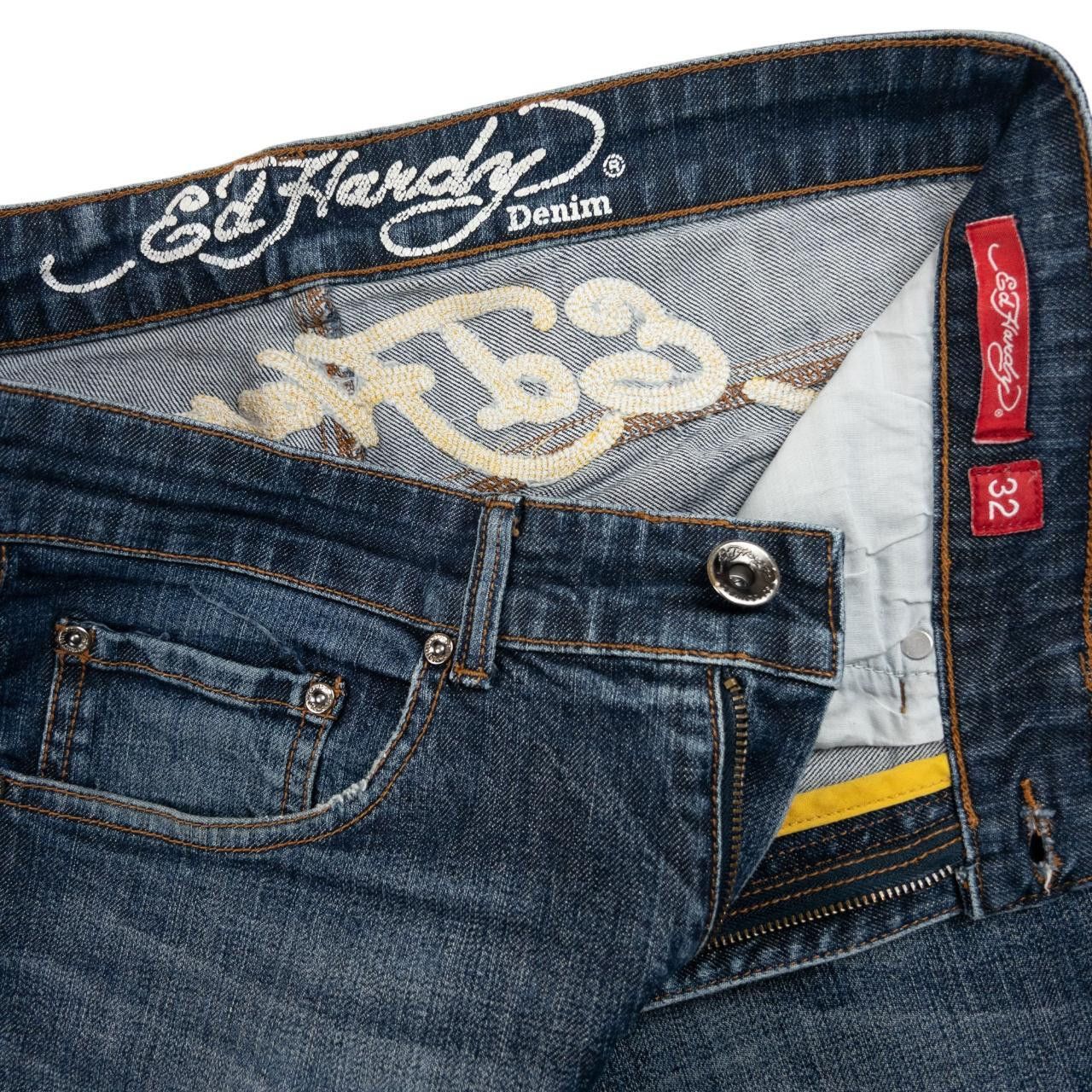 Ed Hardy Vintage Ed Hardy Embroidered Denim Jeans Size W33 Size US 33 - 5 Thumbnail