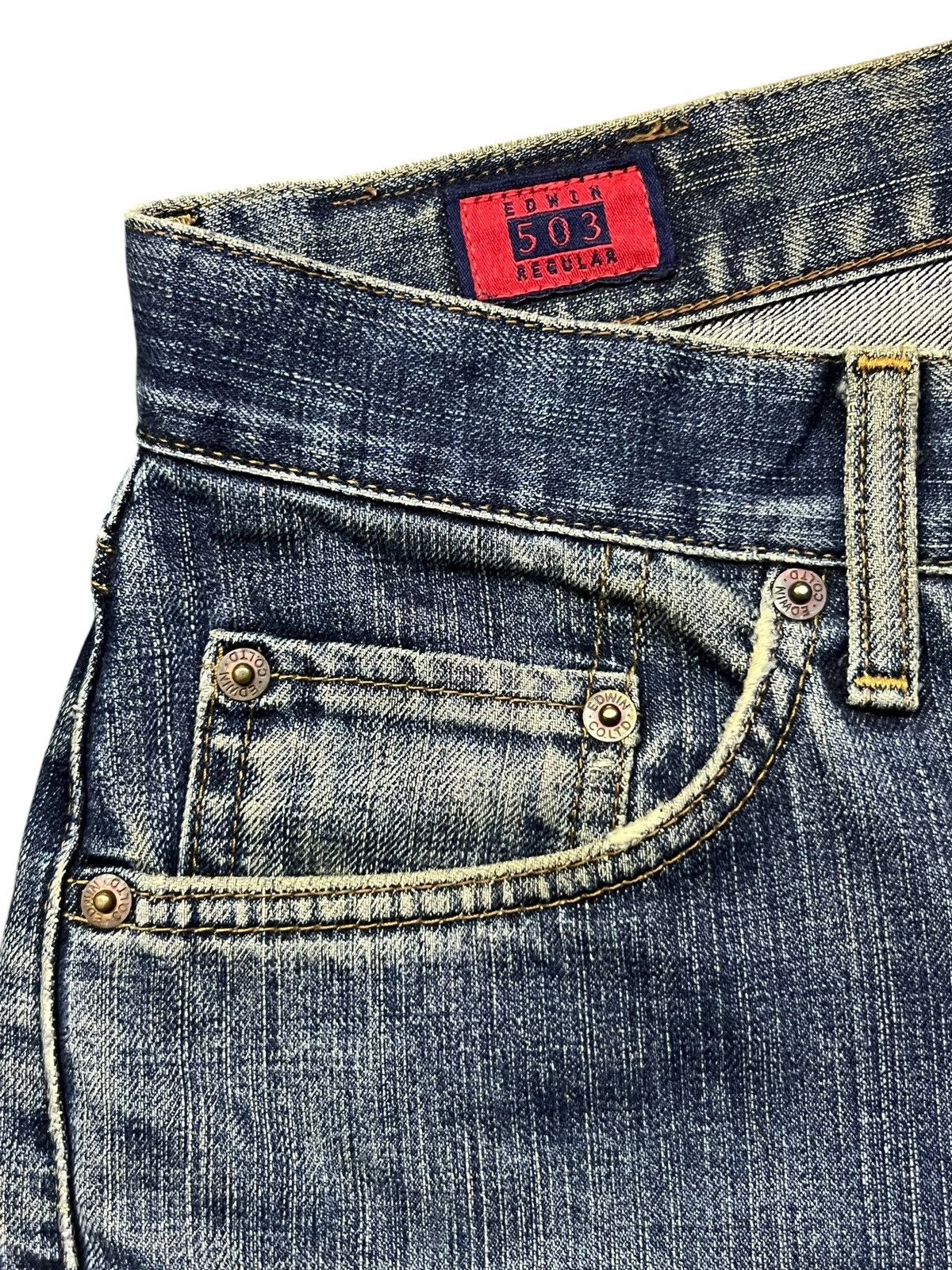Edwin Baggy Vintage Edwin 503z - Faded Mud Wash, Distressed Denim Size US 30 / EU 46 - 8 Thumbnail