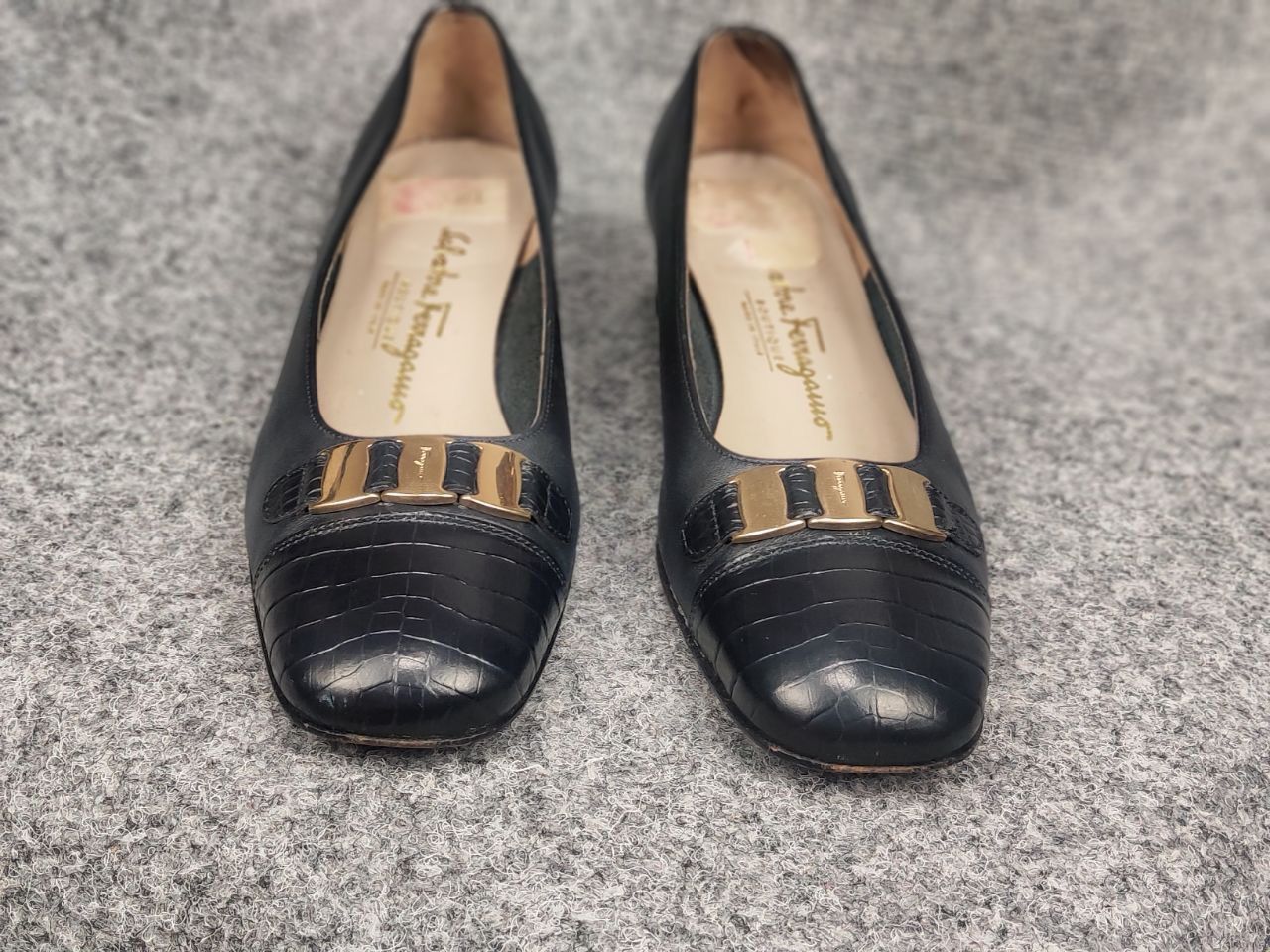 Salvatore Ferragamo Salvatore Ferragamo Vintage Pumps Heel Leather Black Shoes Size US 7.5 / IT 37.5 - 6 Thumbnail