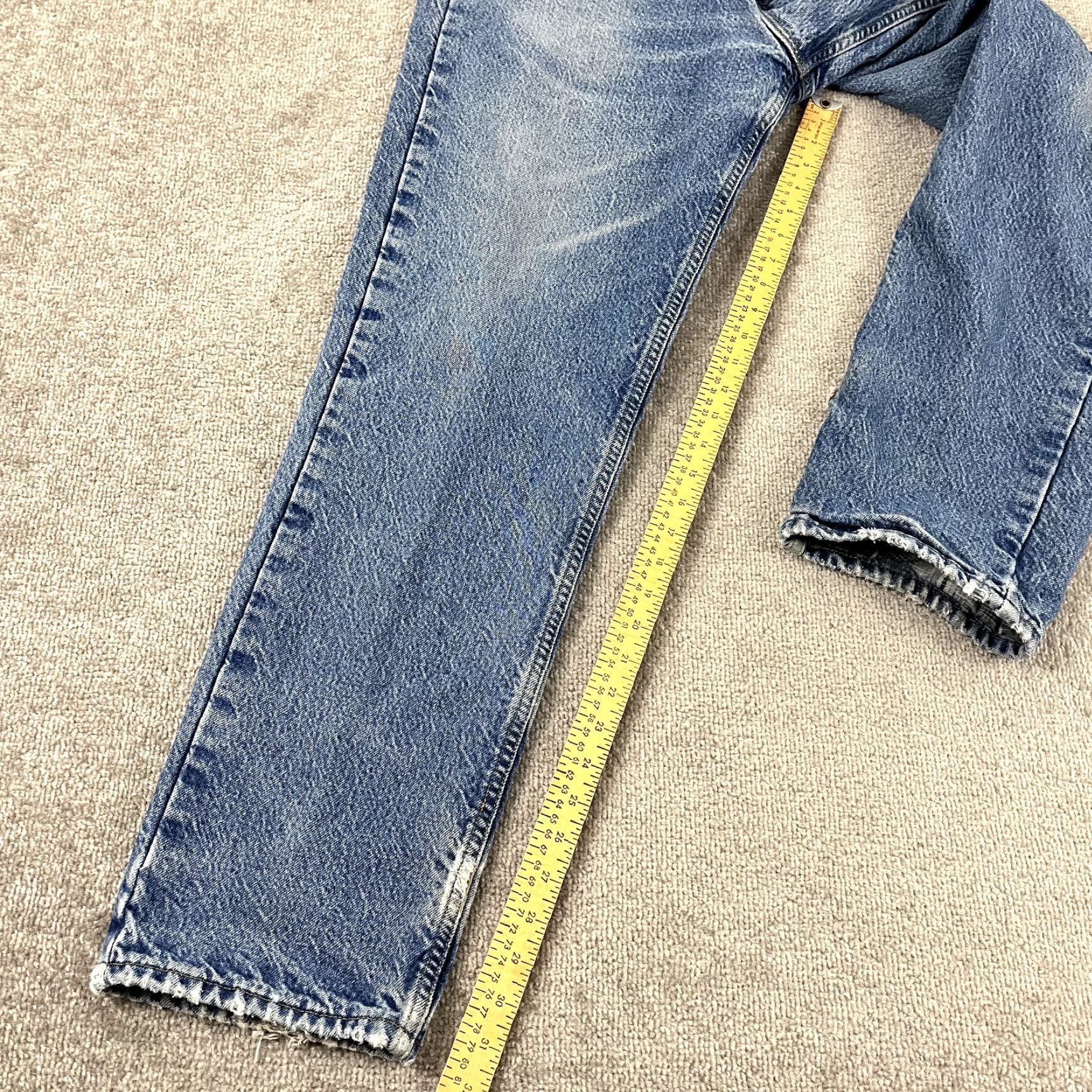 Carhartt Carhartt Jeans Denim Straight 34 x 32 Regular Mens Blue Mid Wash 2006 Vintage-Style Workwear Flannel Lined Felted Denim (5-Pocket) Aged Look Size US 34 / EU 50 - 6 Thumbnail