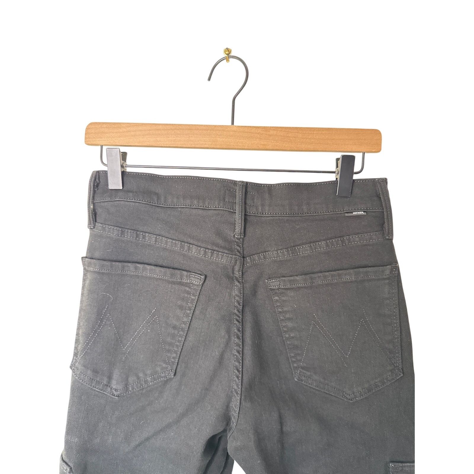 MOTHER MOTHER The Straight Up Rambler Cargo Jeans Pitch Black Size 27" / US 4 / IT 40 - 4 Thumbnail