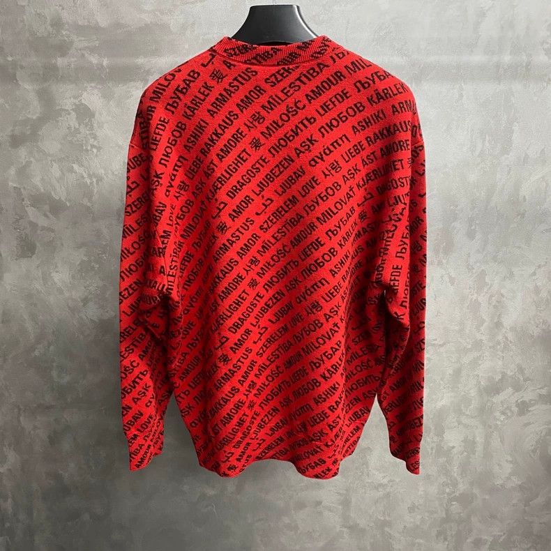 Balenciaga Balenciaga Red Full Print Logo Sweater Size US XS / EU 42 / 0 - 2 Thumbnail