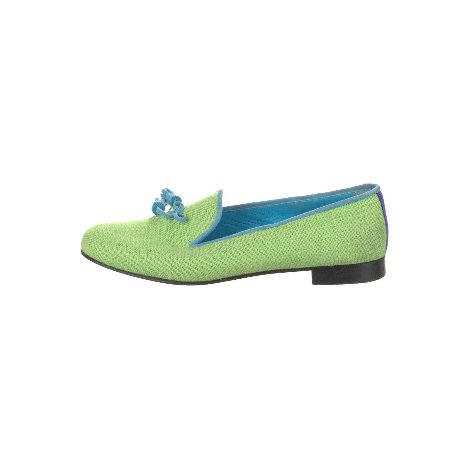 Hadleigh's HADLEIGH'S Colorblock Pattern Loafers Linen Suede Green/Aqua Size US 12 / IT 42 - 6 Thumbnail