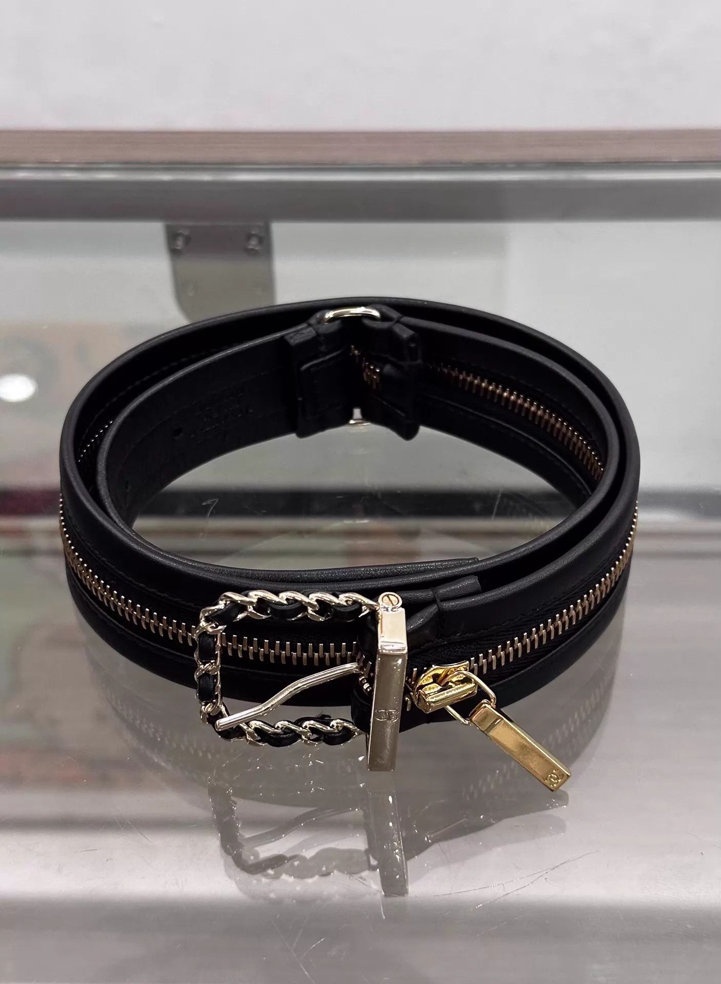 Chanel Chanel Silver CC 3.4W Pin Belt Black Zip Chain 70 Size ONE SIZE - 1 Thumbnail