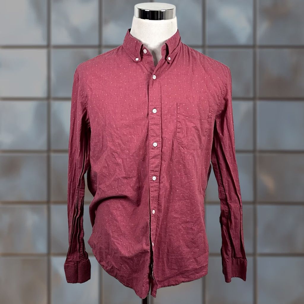 J.Crew J.CREW Shirt Slim Large Secret Wash Red White Speckled Cotton Blend Casual Button-Up Long Sleeve Mens Regular Size L Size US L / EU 52-54 / 3 - 1 Thumbnail