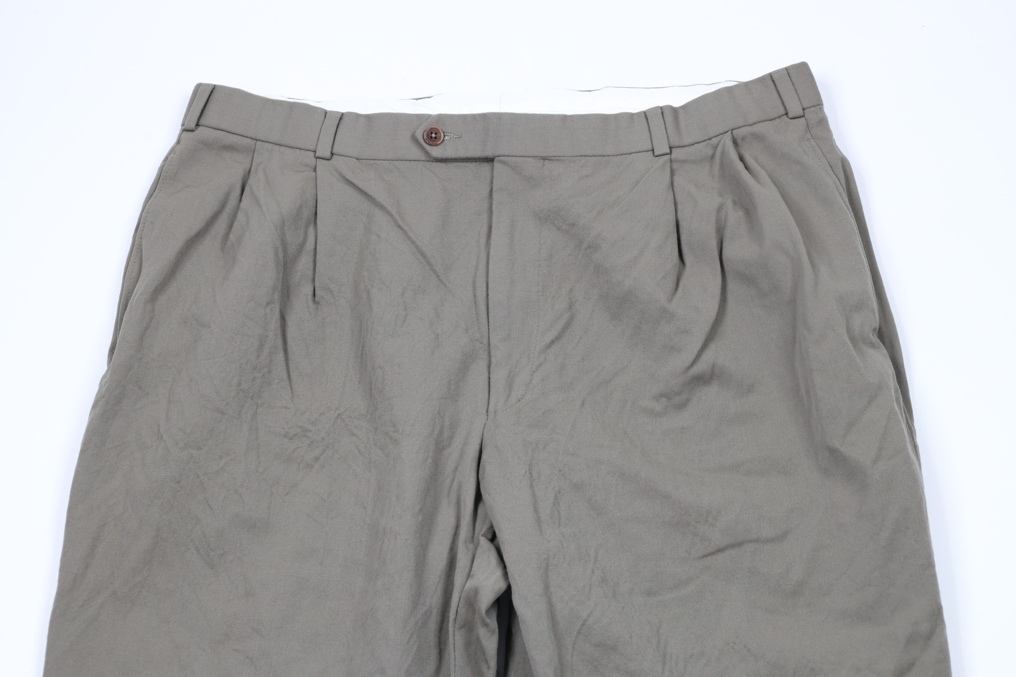 Brooks Brothers × Vintage Vintage 90s Brooks Brothers Wool Chino Pants Greenish Gray Size US 36 / EU 52 - 2 Thumbnail