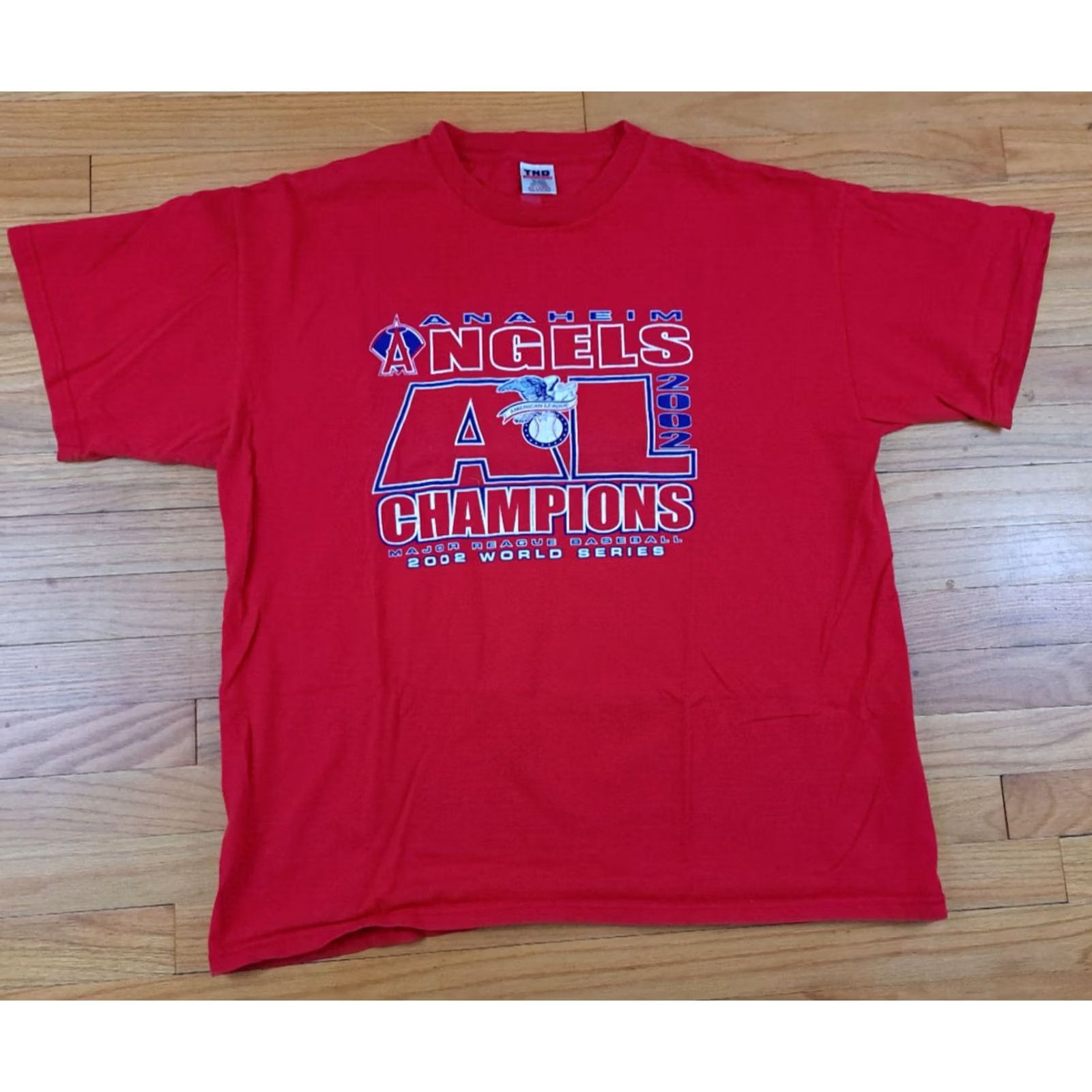 Vintage VINTAGE Anaheim Angels Baseball 2002 AL Champions T-Shirt 2XL Rally Monkees Men Short Sleeve Red Baseball Mens 2XL Angels Size US XXL / EU 58 / 5 - 2 Thumbnail