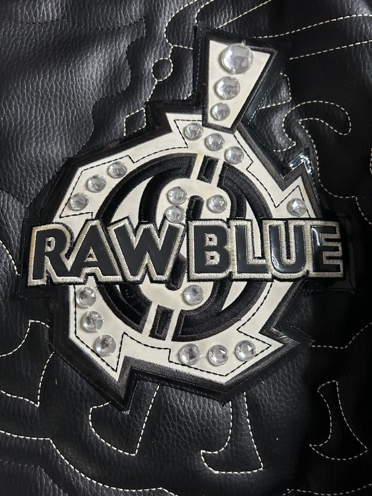 Other Y2K Raw Blue leather jacket “Ice Man” XL Size US XXL / EU 58 / 5 - 4 Thumbnail