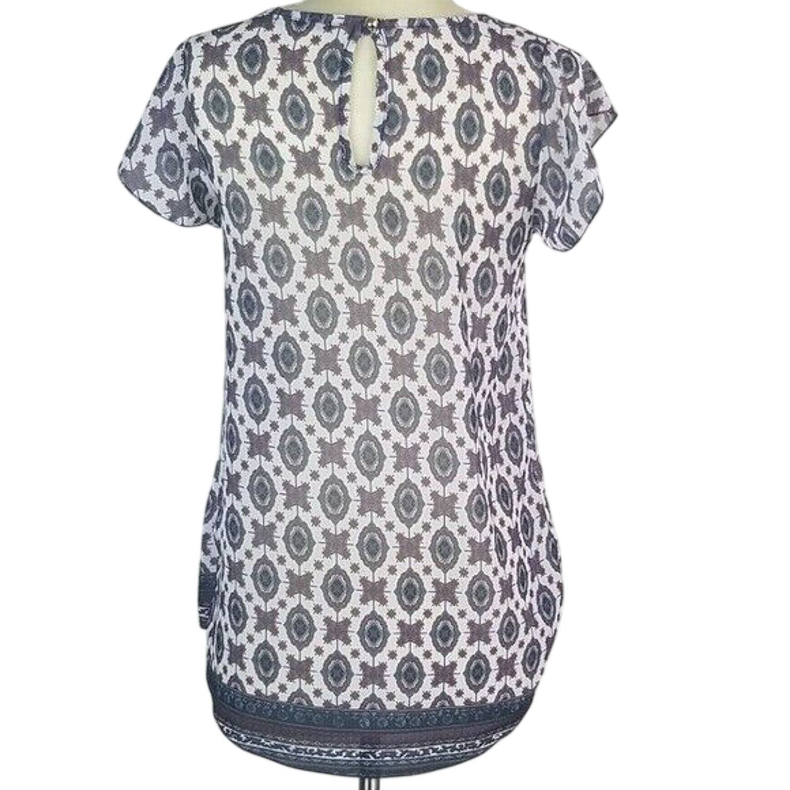 Baldinini Elena Baldi Womens Geometric Print SS Blouse Sz S Resortwear Size S / US 4 / IT 40 - 5 Thumbnail