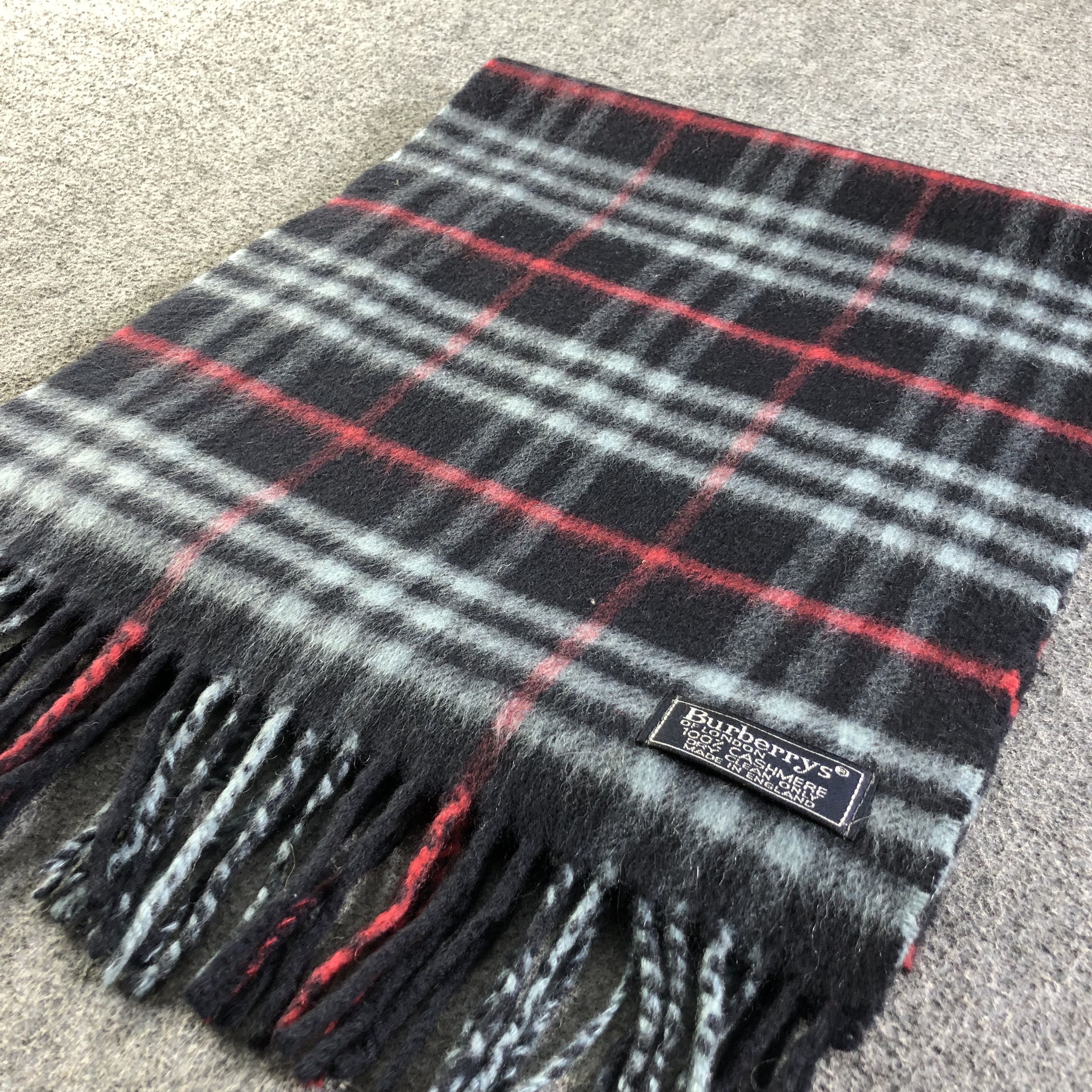 Burberry Burberrys Nova Check Blue Cashmere Scarf Muffler V1769 Size ONE SIZE - 3 Thumbnail