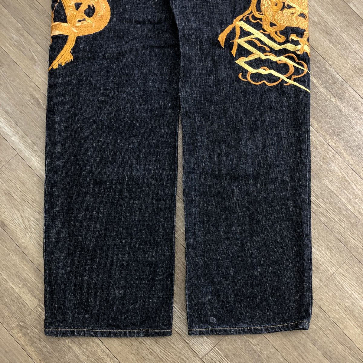 Ed Hardy SOLD📦 70/100 Karakuri Tamashii Dragon Gold Embroidered Jeans Size US 36 / EU 52 - 14 Thumbnail