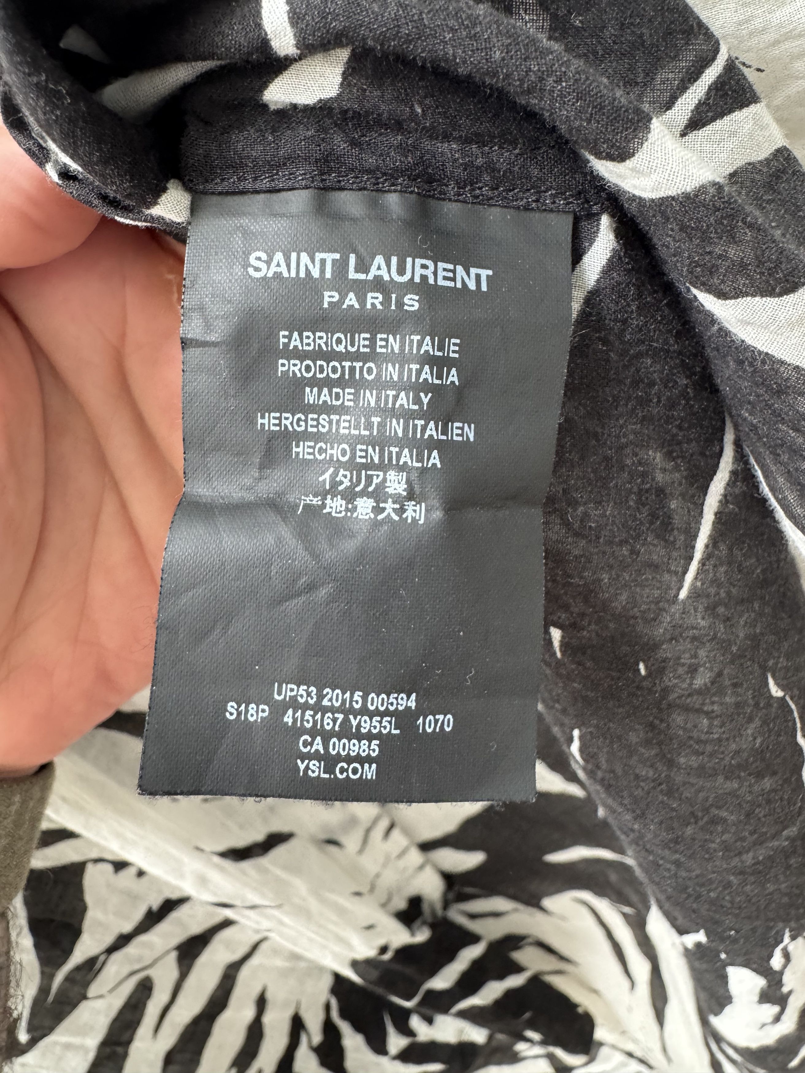 Saint Laurent Paris Saint Laurent Summer Palm Leaf Print Shirt Size US M / EU 48-50 / 2 - 5 Thumbnail
