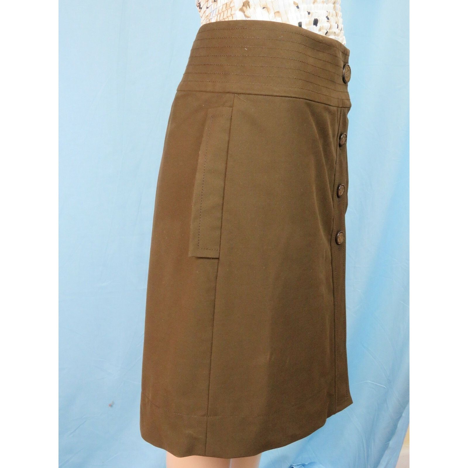 Gucci GUCCI 200269 DARK BROWN COTTON LOGO BUTTON SKIRT 46 $695 ITA Size 32" / US 10 / IT 46 - 4 Thumbnail