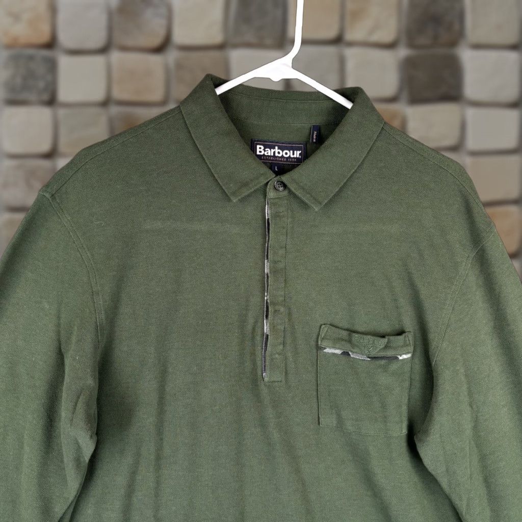 Barbour Barbour Polo Shirt Mens Long Sleeve Hunter Green Cotton Blend Preppy Slim Regular Size L 44 Chest Embroidered Logo Size US L / EU 52-54 / 3 - 1 Thumbnail