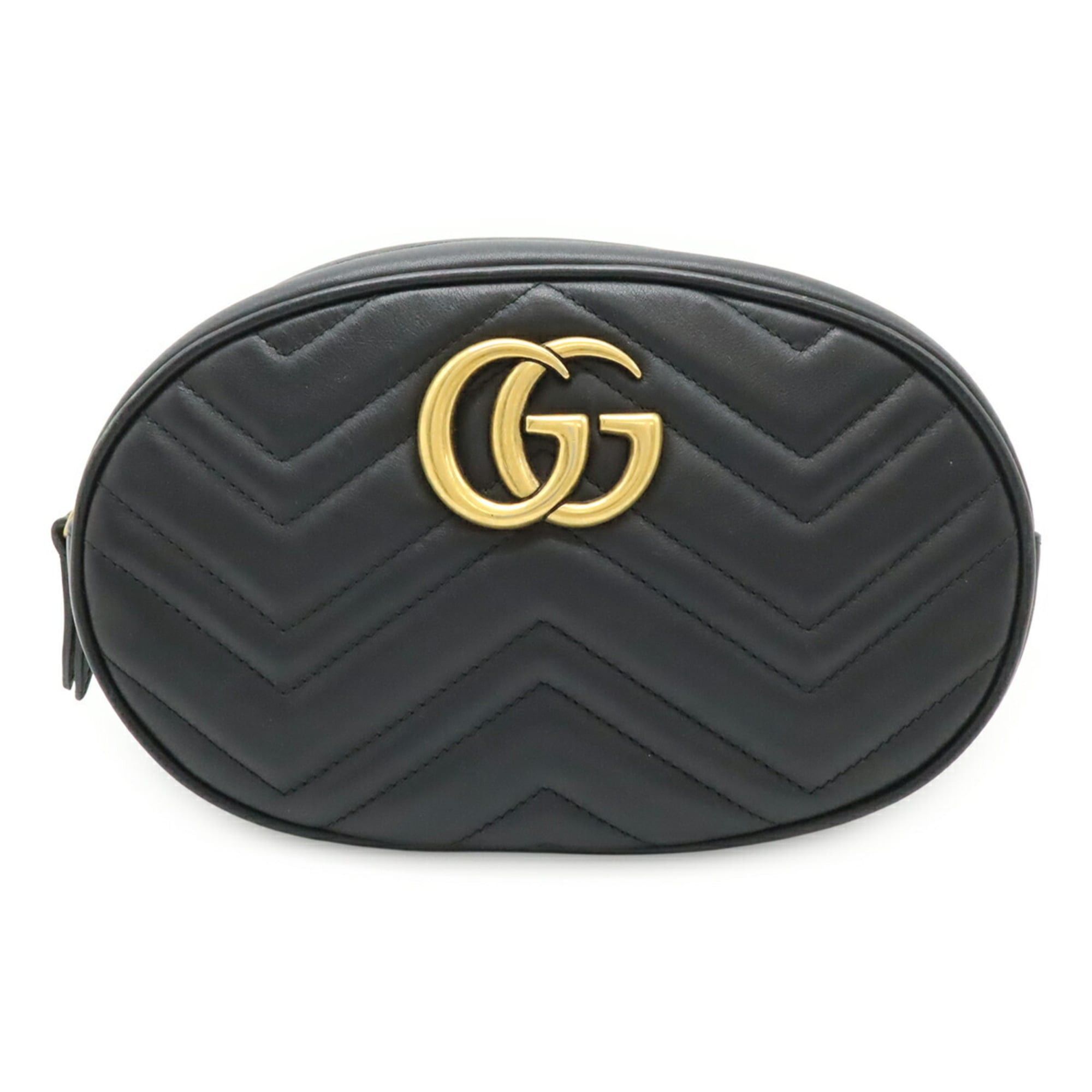 Gucci GUCCI GG Marmont Belt Bag, Body Waist Pouch, Quilted Leather, Black, #75 491294 Size ONE SIZE - 1 Thumbnail