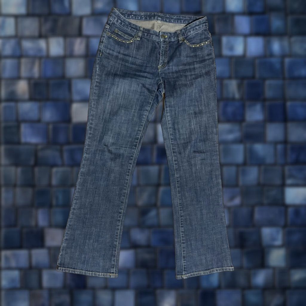 Michael Kors VINTAGE Michael Kors Jeans Womens 6 Bootcut 30x31 Blue Denim 5-Pocket Logo Studded Flap Pocket 90s Bohemian Retro 2000s Rock Mens Womens Girls Boys Size 28" / US 6 / IT 42 - 1 Thumbnail