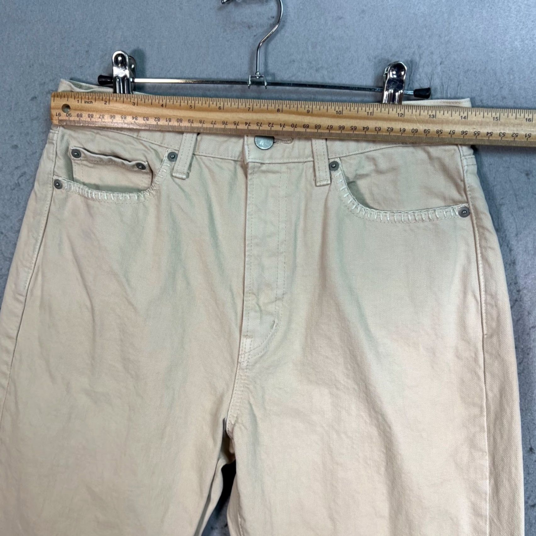 Uniqlo Jw Anderson x Uniqlo Womens Jeans Beige High-Waisted Straight-Leg 28 Denim Cotton 5-Pocket Regular Inseam 26 Vintage No Mens Womens Size 28" / US 6 / IT 42 - 5 Thumbnail